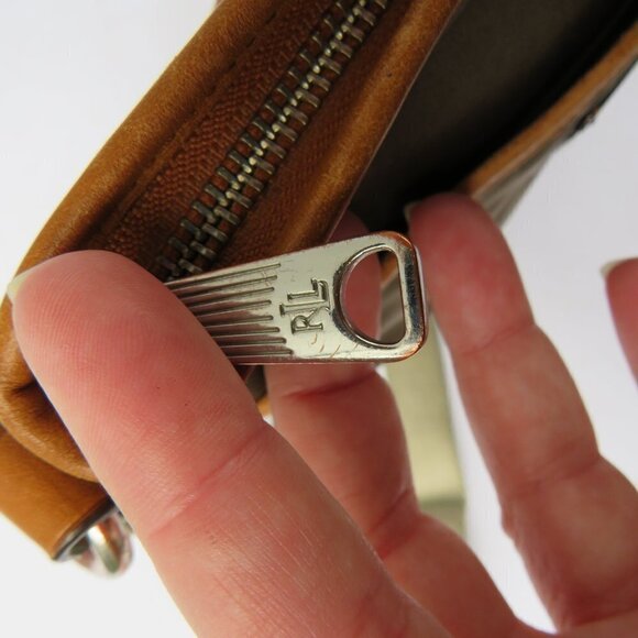 Lauren Ralph Lauren Vintage Surplus Olive Green Tan Leather Trim Crossbody Bag - Picture 11 of 16